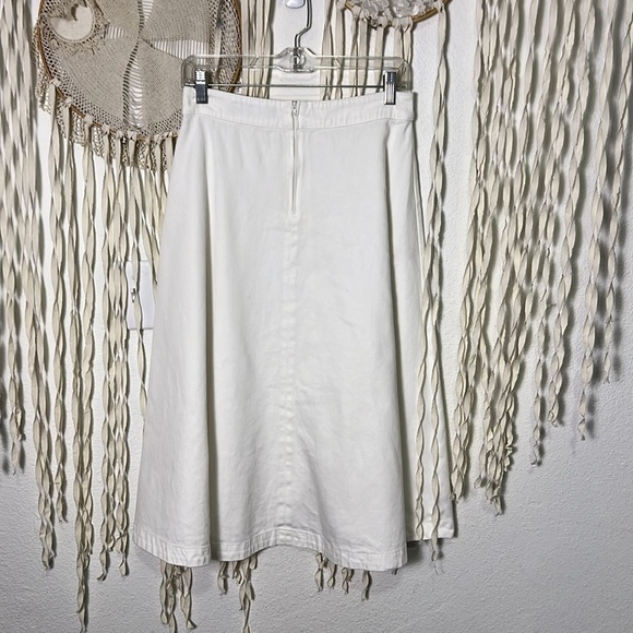 ALPHA60 White Cotton Blend A-Line Midi Length Skirt Size Small - Picture 4 of 9